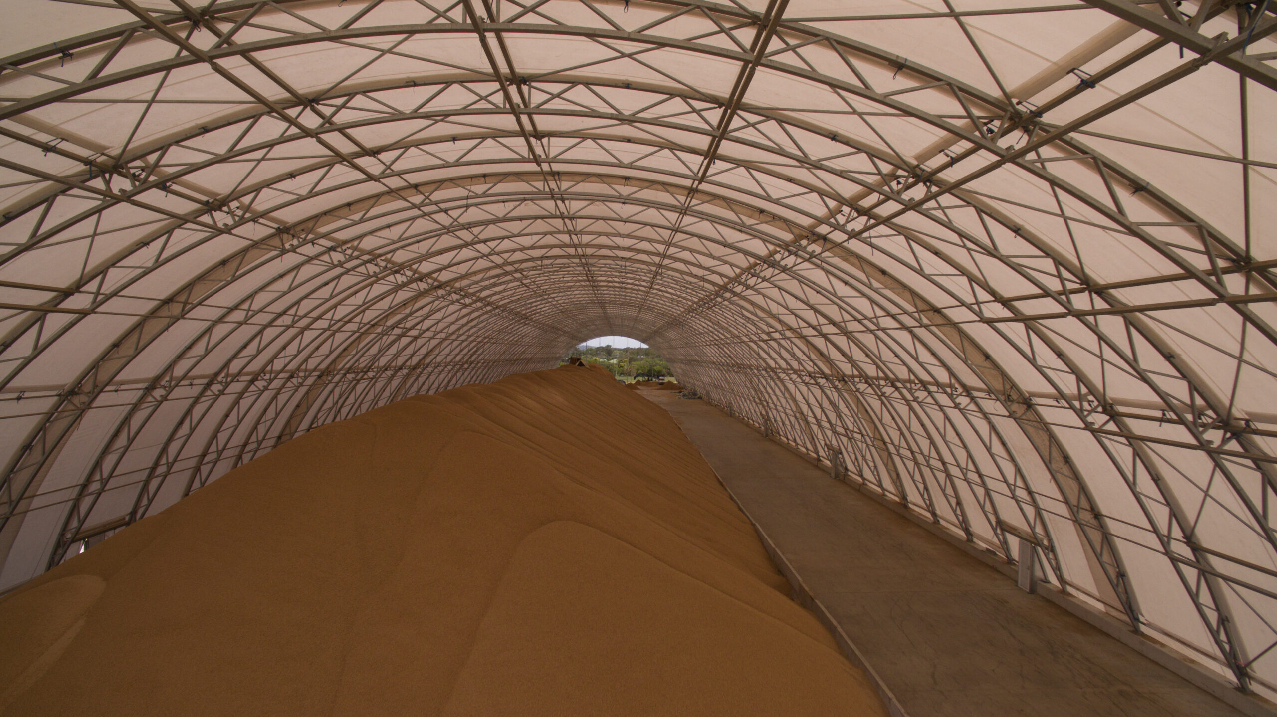 Fabric Shelters for Material Storage at Construction Site