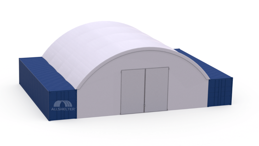 Image of a Container Shelter with a Barn Door